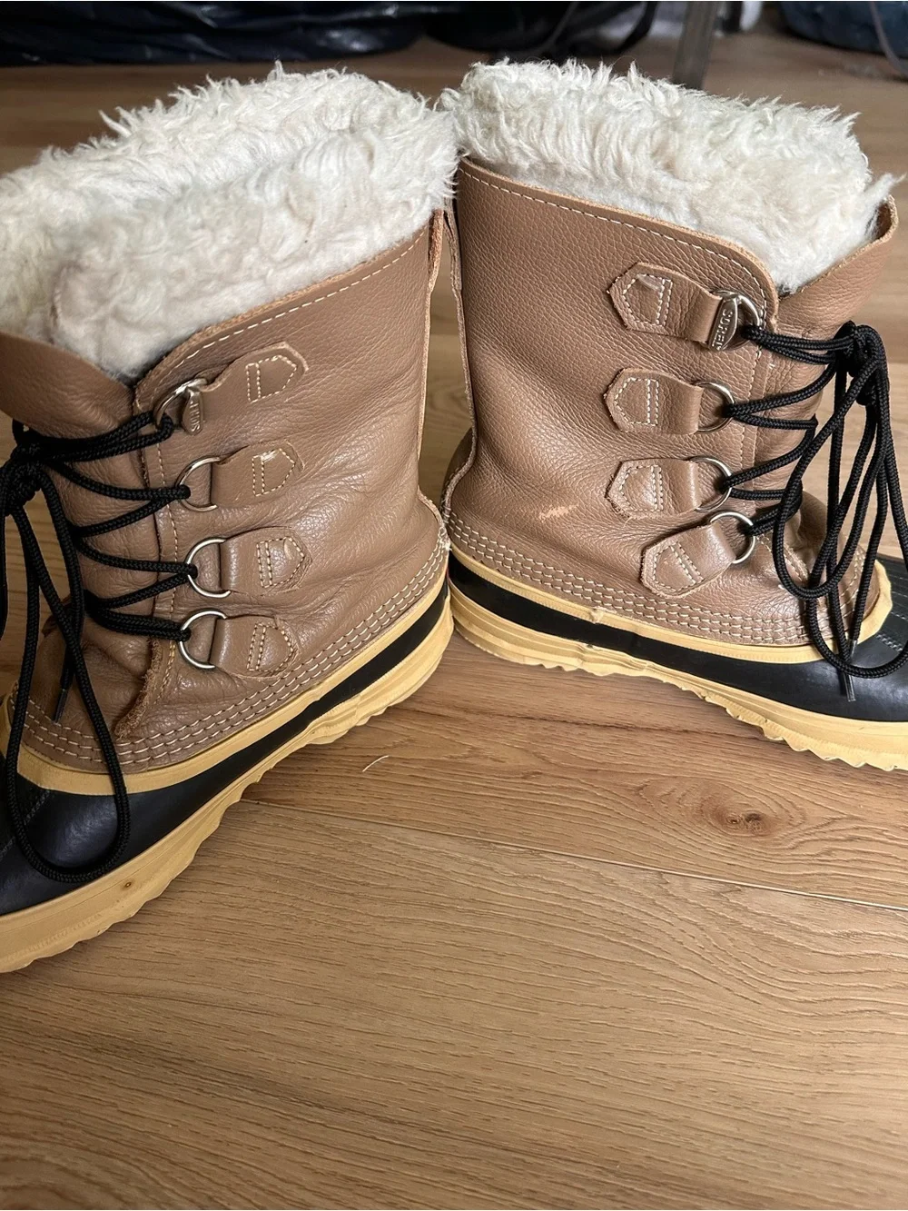 Sorel Womens Manitou Brown Leather Round Toe Winter Snow Boots Vintage US 8